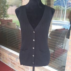 New York & Company Black Knit Sweater Vest